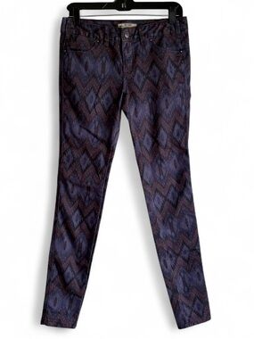 Free People Purple Aztec Ikat Tribal Print Skinny Jeans Size 27